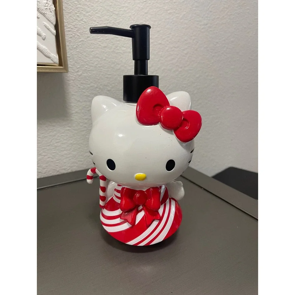 Hello Kitty Candy Cane Dress Ceramic Soap Lotion Pump Christmas Holiday NEW